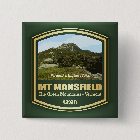 Mount Mansfield (PF) Vierkante Button 5,1 Cm (Voorkant)