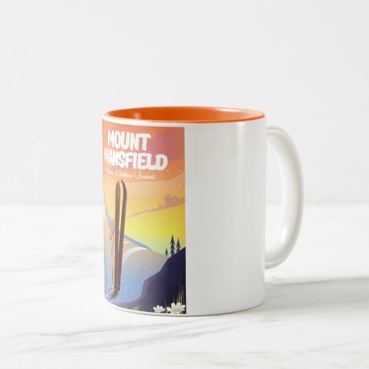Mount Mansfield,Stowe north Vermont ski Tweekleurige Koffiemok (Voorkant rechts)
