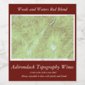 Mount Marcy Topographic Map - Adirondack Park Wijn Etiket (Enkel label)