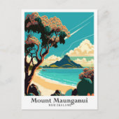 Mount Maunganui NZ Vintage Travel Illustratie Briefkaart (Voorkant)