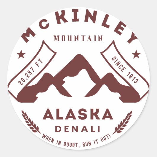 Mount McKinley Denali Alaska Ronde Sticker (Voorkant)