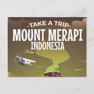 Mount Merapi Indonesia  cartoon poster Briefkaart