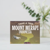 Mount Merapi Indonesië vintage cartoonaffiche Briefkaart (Staand voorkant)