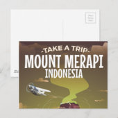 Mount Merapi Indonesië vintage cartoonaffiche Briefkaart (Voorkant / Achterkant)