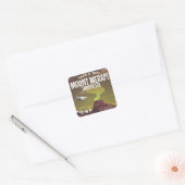 Mount Merapi Indonesië vintage cartoonaffiche Vierkante Sticker (Envelop)