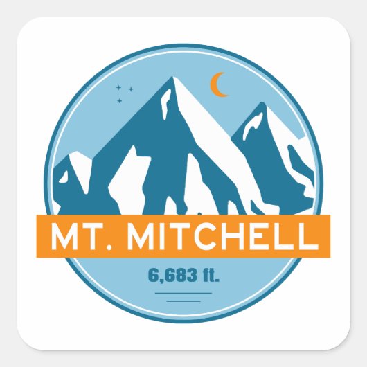 Mount Mitchell North Carolina Stars Moon Vierkante Sticker (Voorkant)