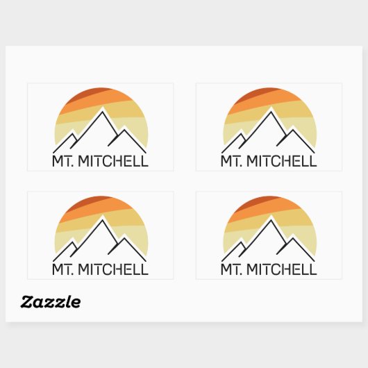 Mount Mitchell Retro Rechthoekige Sticker (Vel)