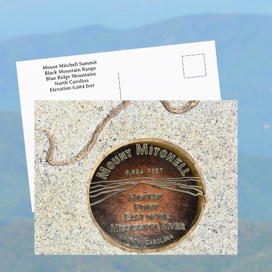 Mount Mitchell Summit Markering Zwarte Bergen NC Briefkaart