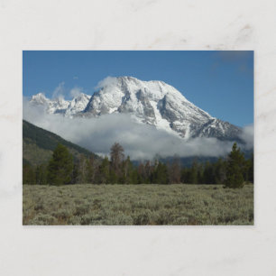 Mount Moran en wolken bij Grand Teton Briefkaart