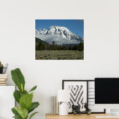 Mount Moran en wolken bij Grand Teton Poster (Thuiskantoor)