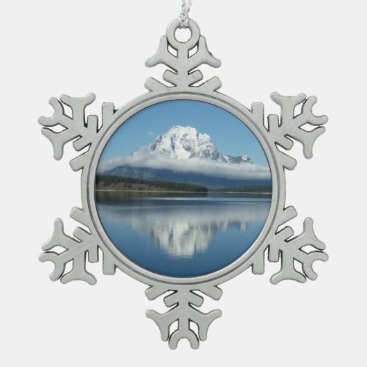 Mount Moran Reflection in Grand Teton Tin Sneeuwvlok Ornament (Voorkant)