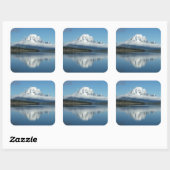 Mount Moran Reflection in Grand Teton Vierkante Sticker (Vel)
