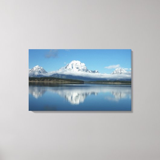 Mount Moran weerspiegeling bij Grand Teton Canvas Afdruk (Voorkant)