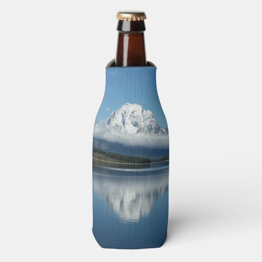 Mount Moran weerspiegeling bij Grand Teton Flesjeskoeler (Fles Voorkant)