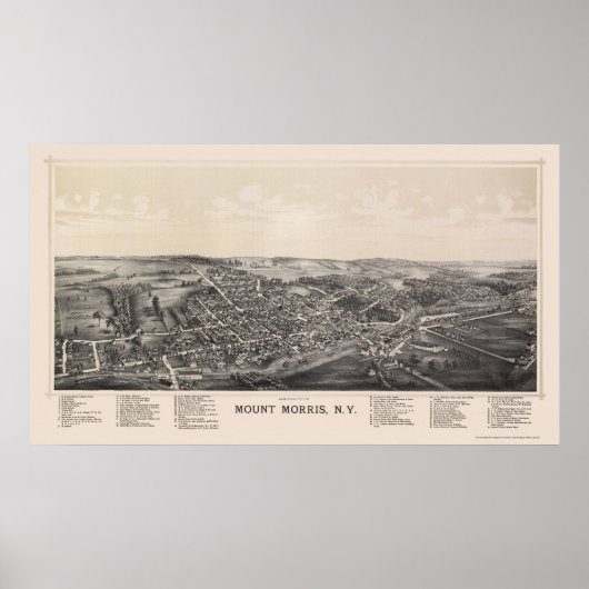 Mount Morris, NY Panoramic Map - 1893 Poster (Voorkant)