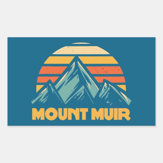 Mount Muir California Retro Turquoise Rechthoekige Sticker (Voorkant)