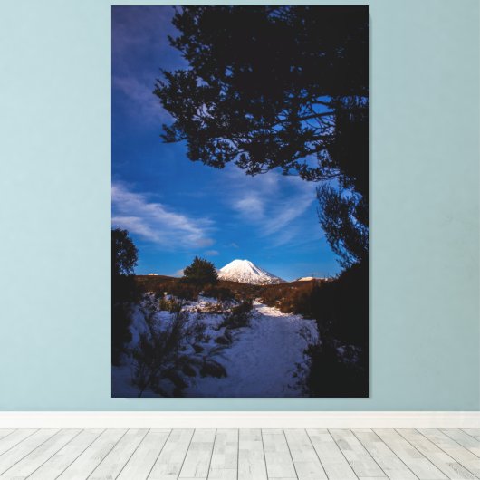 Mount Ngauruhoe vanaf Mount Ruapehu Canvas Afdruk (Insitu (Houten vloer))