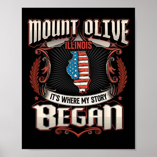 Mount Olive Illinois Vlag van de Verenigde Staten  Poster (Voorkant)