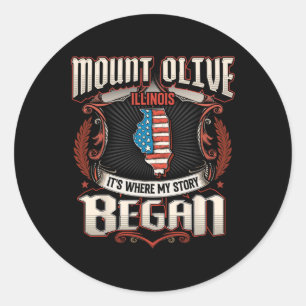 Mount Olive Illinois Vlag van de Verenigde Staten Ronde Sticker