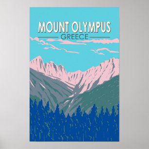 Mount Olympus Griekenland Reis Kunst Vintage Poster