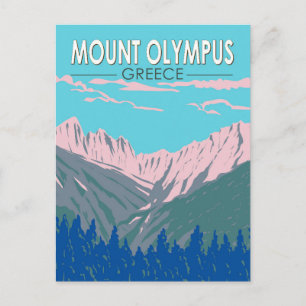 Mount Olympus Griekenland Travel Art Vintage Briefkaart