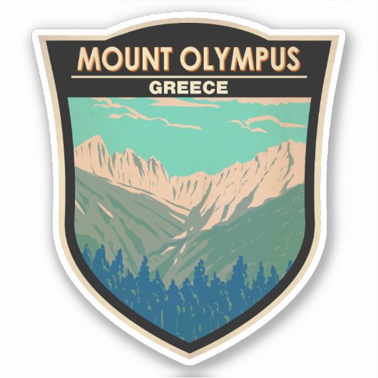 Mount Olympus Griekenland Travel Art Vintage Sticker (Voorkant)