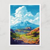 Mount Olympus Griekenland vintage reisillustratie Briefkaart (Voorkant)
