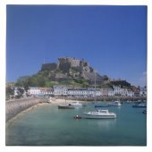 Mount Orgueil Castle and harbour, Gorey, Jersey Tegeltje (Voorkant)