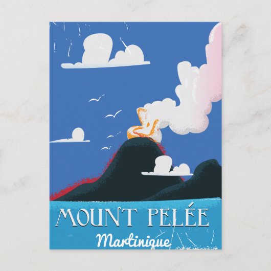 Mount Pelée, Martinique Oude reisaffiche Briefkaart (Voorkant)