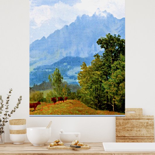 Mount Pilatus, beroemd kunstwerk van Albert Bierst Poster (Keuken)