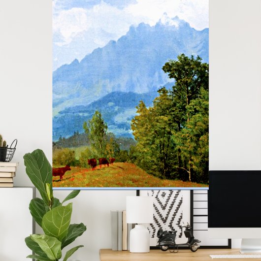 Mount Pilatus, beroemd kunstwerk van Albert Bierst Poster (Thuiskantoor)