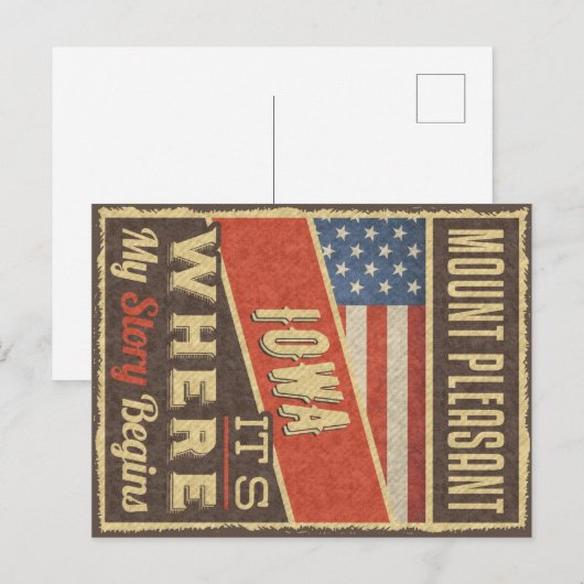 Mount Pleasant Iowa Briefkaart (Voorkant / Achterkant)