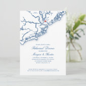 Mount Pleasant Navy Blue bruiloft repetitie diner Kaart (Staand voorkant)