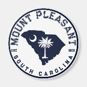 Mount Pleasant SC Flag Map Navy  Souvenir Magneet (Voorkant)