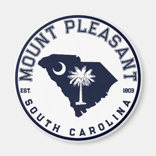 Mount Pleasant SC Flag Map Navy  Souvenir Magneet (Voorkant)