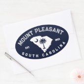 Mount Pleasant SC Flag Map Navy  Souvenir Ovale Sticker (Envelop)