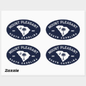 Mount Pleasant SC Flag Map Navy  Souvenir Ovale Sticker (Vel)
