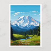 Mount Rainer Washington Art Travel illustratie Briefkaart (Voorkant)