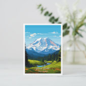 Mount Rainer Washington Art Travel illustratie Briefkaart (Staand voorkant)