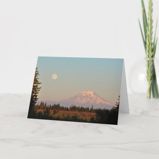 Mount Rainier and the Full Moon - Frameable Art Kaart (Voorkant)