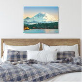 Mount Rainier boven Lake Washington Fine Art Groot Canvas Afdruk (Insitu (Slaapkamer))