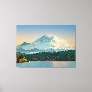 Mount Rainier boven Lake Washington Fine Art Large Canvas Afdruk
