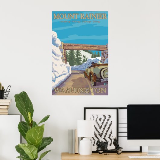 Mount Rainier - Chinook Pass Entrance Poster (Thuiskantoor)