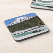 Mount Rainier en Frozen Lake Landscape Bier Onderzetter (Linkerzijde)