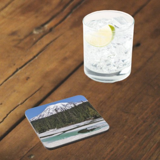 Mount Rainier en Frozen Lake Landscape Bier Onderzetter