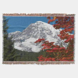 Mount Rainier en herfstbladkleuren Deken