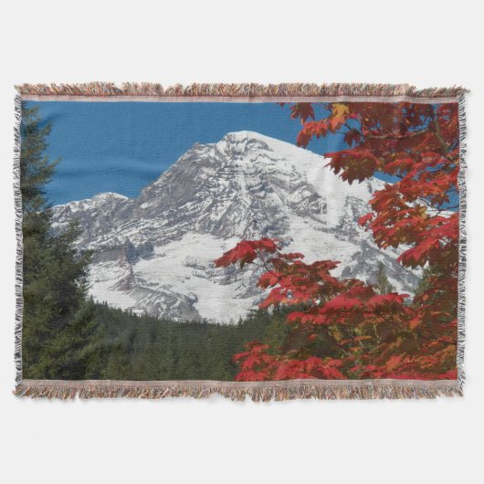 Mount Rainier en herfstbladkleuren Deken (Voorkant)