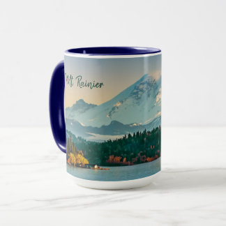 Mount Rainier en Lake Washington Sunset Fine Art Mok