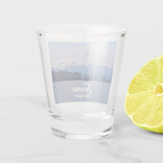 Mount Rainier en Puget Sound, Tacoma, Washington Shot Glas (Achterkant)