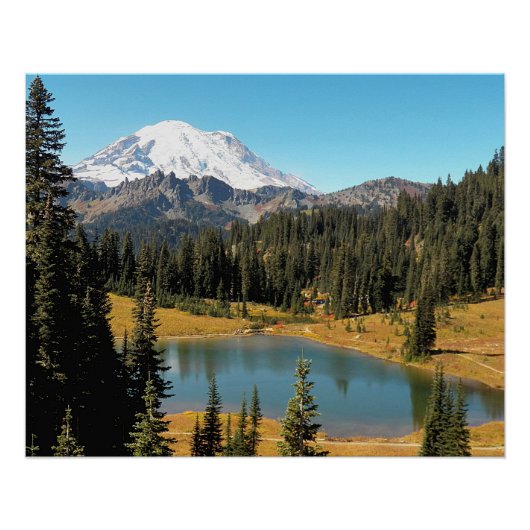 Mount Rainier en Tipsoo Lake Landscape Perfect Poster (Voorkant)